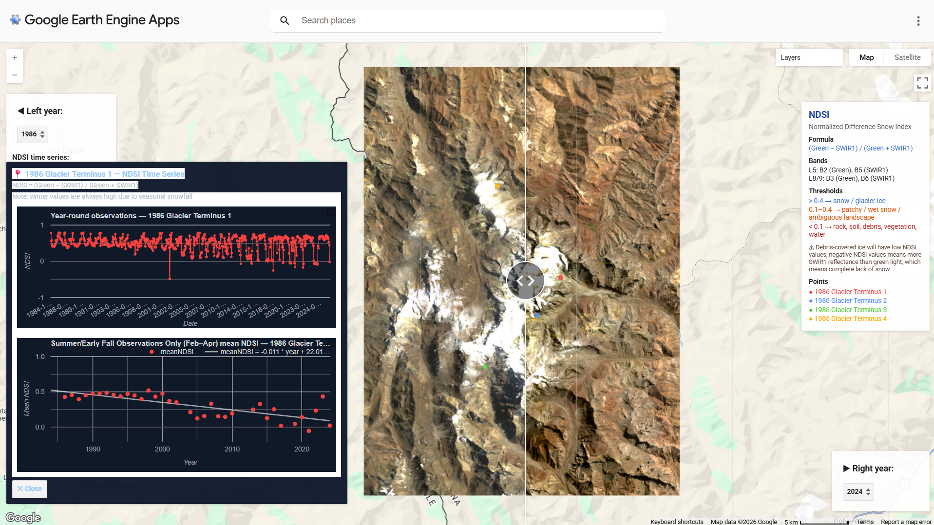 GEE project cover for Aconcagua glacier
